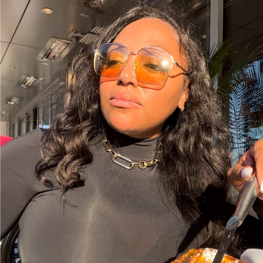 Sunglasses Oversize Square Metal Frame Ombré Orange
